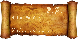 Miler Porfir névjegykártya